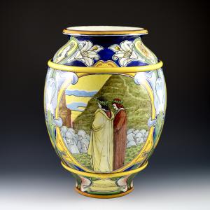Grande vaso con raffigurazioni dalla Divina Commedia - Società Ceramica di Colonnata, 1900-1910 circa